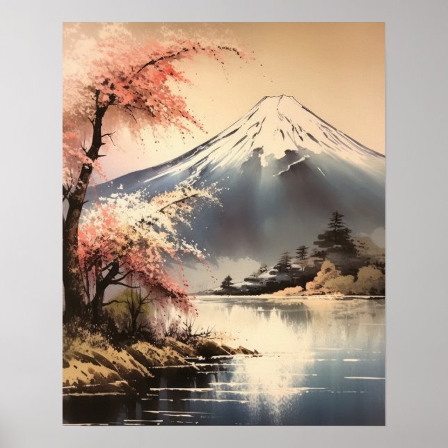 Mt. Fuji Impressão de Arte Japonês (Frente)