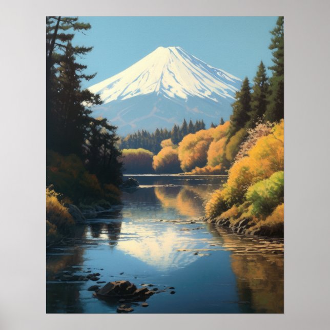 Mt. Fuji Impressão de Arte Japonês (Frente)