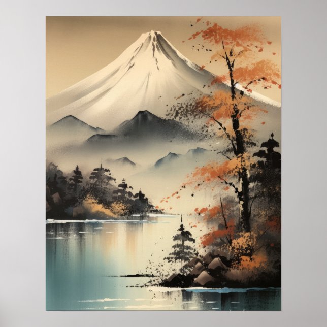 Mt. Fuji Impressão de Arte Japonês (Frente)