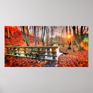 MTB Gravel em madeira pastel poster