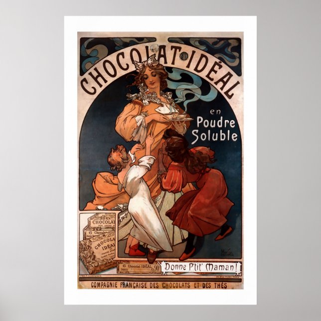 Mucha Art Nouveau Chocolate Poster (Frente)