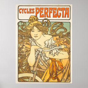 Mucha Art Nouveau Mulher Vintage Poster francês