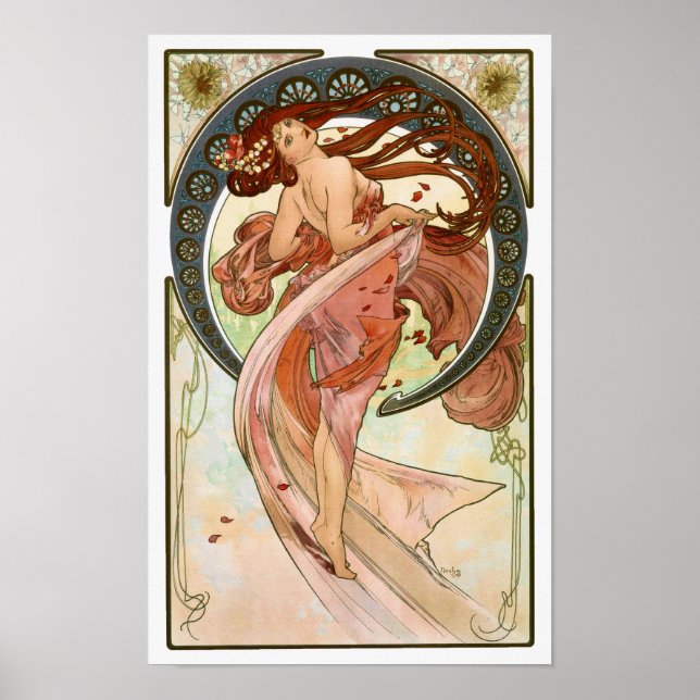 Mucha Art Nouveau Poster - Dança (Frente)