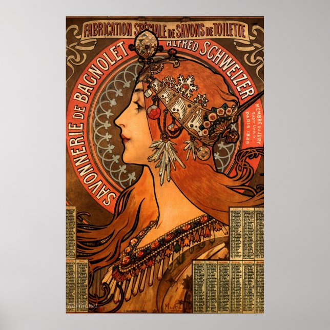 Mucha Art Nouveau Senhoras Poster do Soap (Frente)