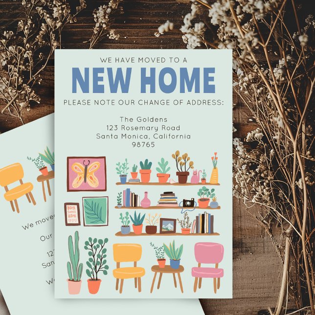 Mudamos O Endereço Para Alterar O Cartão De Sala D (We Have Moved Address Change Moving Announcement Cute Living room Card - add your own text)