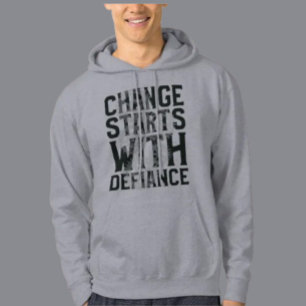 Mudança Começa Com Camiseta De Capuz Defiance