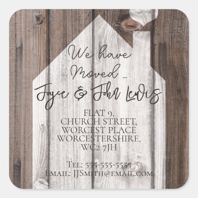 Mudança de casa dos adesivos de Endereços (Frente)