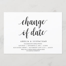 Mudança de data, casamento Mudar o cartão de data