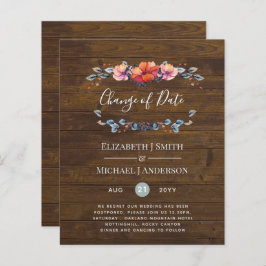 Mudança de data de casamento Floral Laranja Roxo