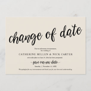 Mudança de data do casamento, Creme, Cartão de Anú