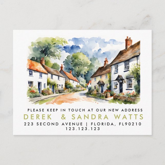 mudança de endereço, anúncio de mudança de aldeia (Frente)