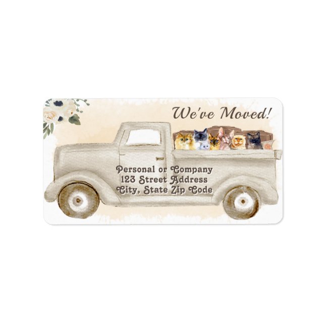 Mudança de endereço, gatos, etiqueta de endereço d (Frente)