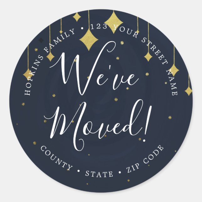 Mudança de marinho adesivo de endereço dourado (Frente)