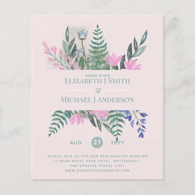 Mudança de planos Data Adiada Flores Silvestres Ch (Frente)