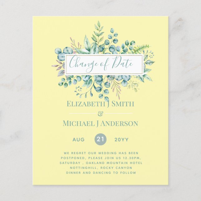 Mudança de planos Data Verdura Eucalipto Evento (Frente)