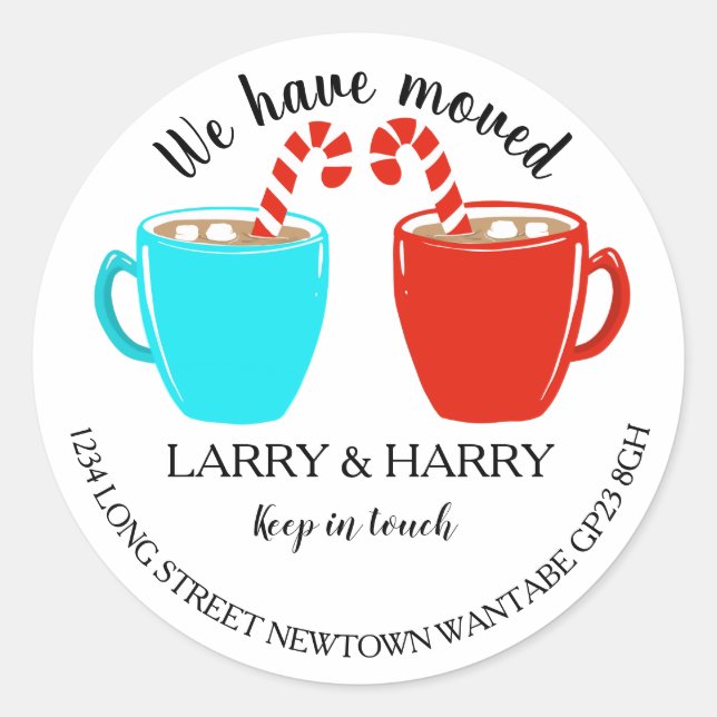 Mudança do adesivo de endereço chocolate quente de (Frente)