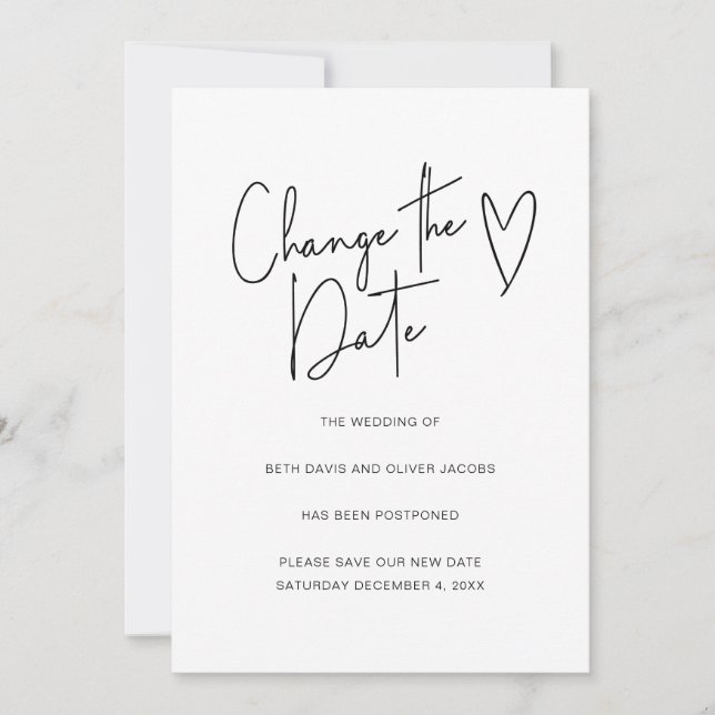 Mudar a Data Mudança de Planos Convite Simples (Frente)