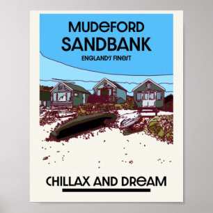 Mudeford Sandbank English Beach Art Poster