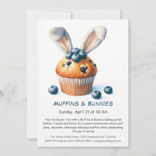 Muffins e Bunnies - Convite de festas de assar Pás