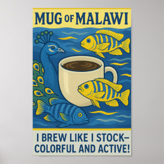 Mug de Malawi - Impressão de arte colorida no café