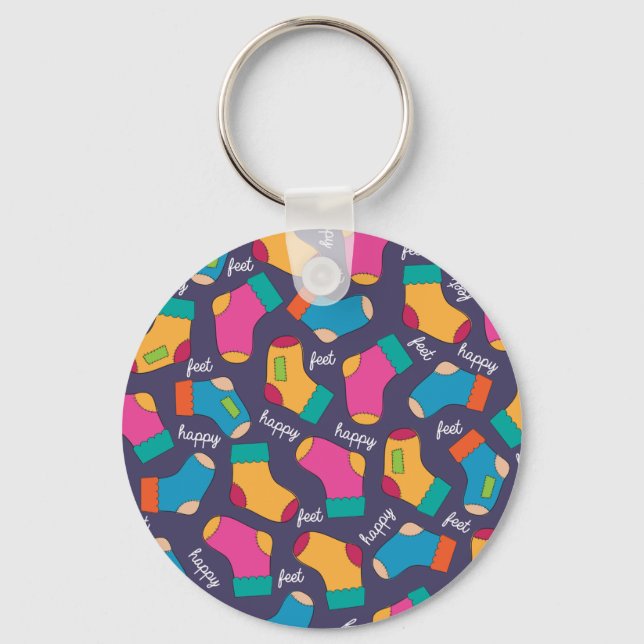 Muitas Meias Felizes Chaveiro de Pés (Frente)