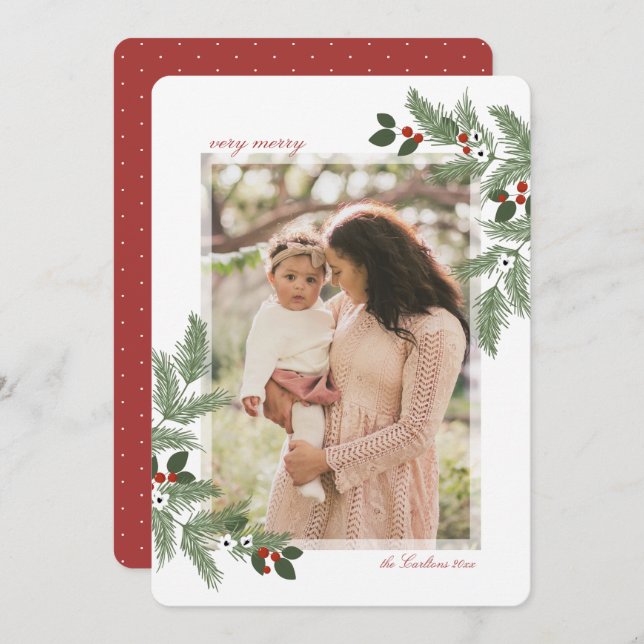 Muito feliz Cartão com fotos de Natal (Frente/Verso)