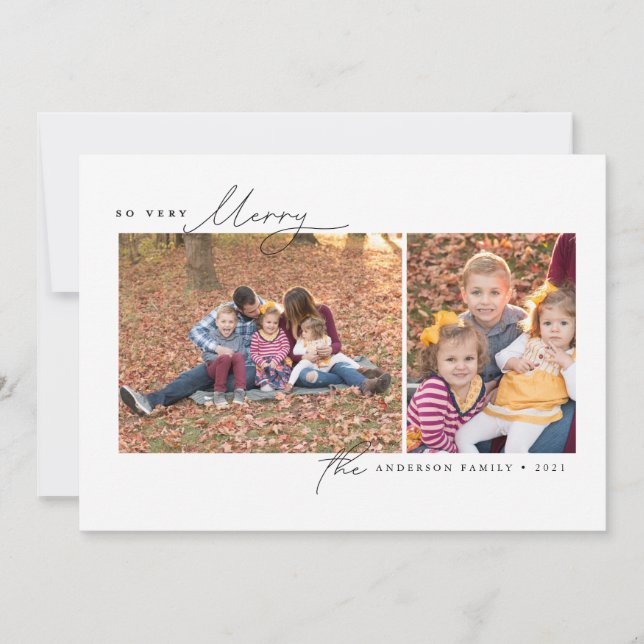 Muito Feliz Cartões de foto de Natal mínimo modern (Frente)