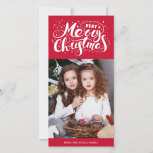 Muito feliz Cartões de fotos de Natal   Vermelha