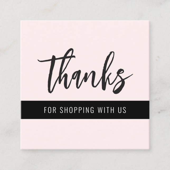 Muito Obrigado Modern Stripe Pink Square Cartão de (Frente)