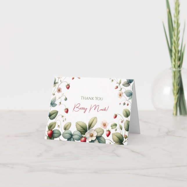 Muito Obrigado Morango Cartões de Agradecimento Mo (Frente)