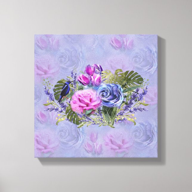 Muito Peri Watercolor,Rosas,Tulips Canvas Print (Frente)
