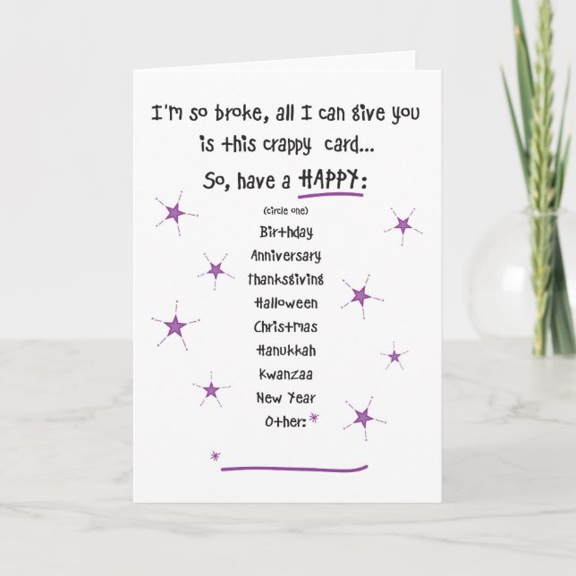 Muito quebrado para o cartão de saudação de presen (Frente)