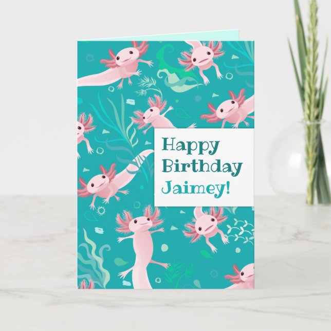 Muitos Axolotes Rosa - Cartão de Abertura Personal (Frente)