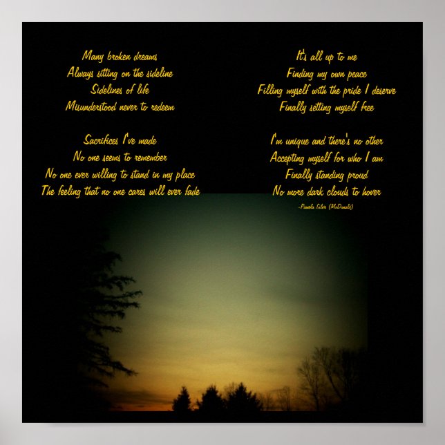 Muitos sonhos quebrados... Poster Poem/Lyrics por  (Frente)