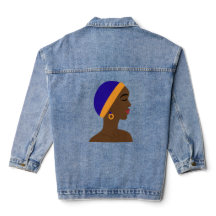 Mujer africana de perfil con gorro azul y amarillo