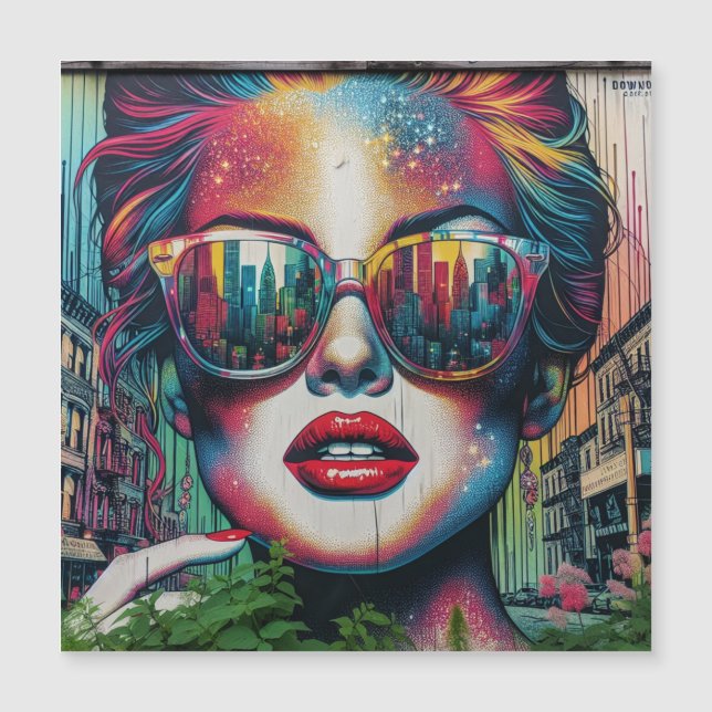 Mulher Abstrata de Óculos de Sol Arte Ai Em Branco (Frente)