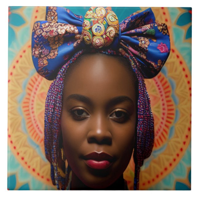 Mulher africana com grande arco e medalhão (Frente)