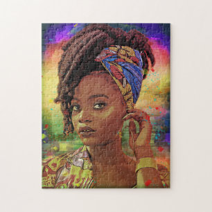 Mulher africana com Quebra-cabeça de Cabelo de Va