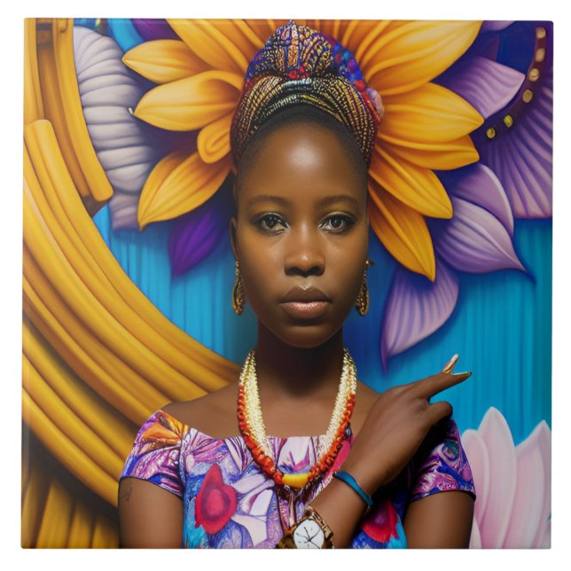 Mulher africana linda com um relógio (Frente)