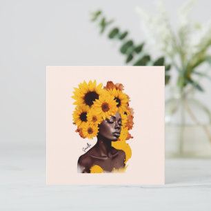 Mulher afro-americana com afro afro girassol