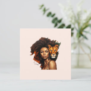 Mulher afro-americana com Leão majestoso