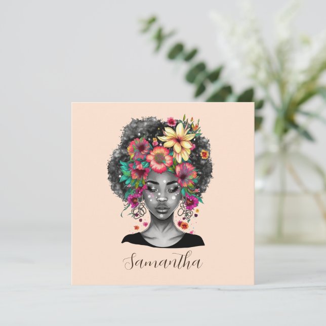 Mulher Afro Elegante Floral (Em pé/Frente)