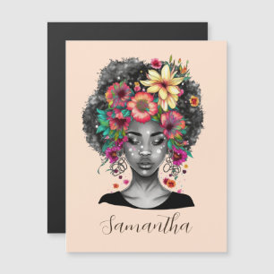 Mulher Afro Elegante Floral