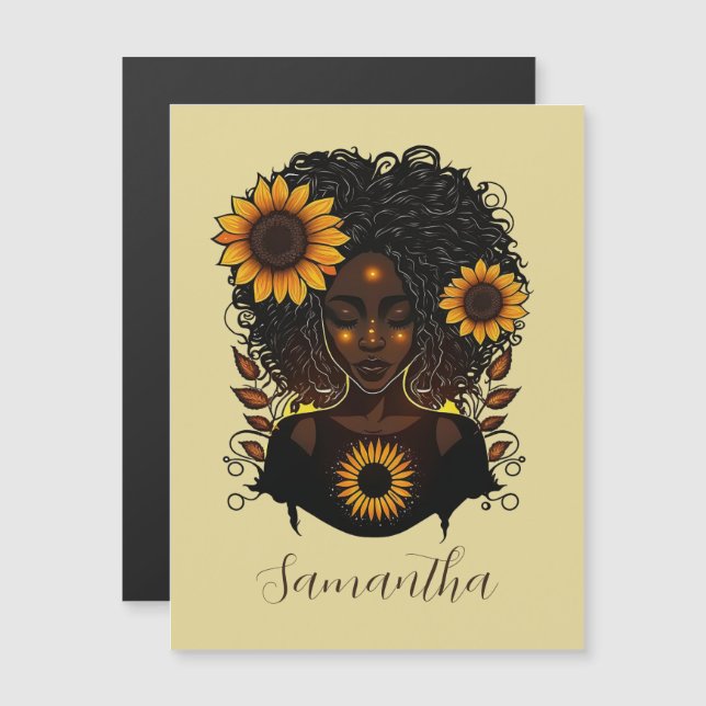 Mulher Afro Rainha Sunflower (Frente/Verso)