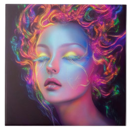 Mulher alienígena com cabelo cósmico