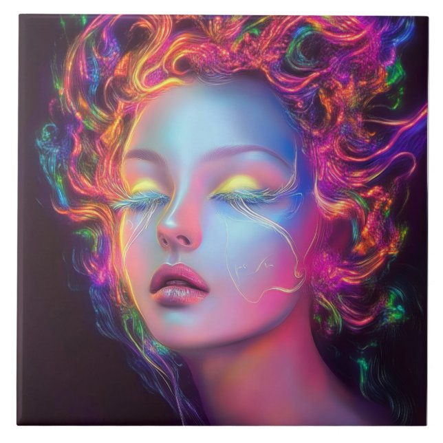 Mulher alienígena com cabelo cósmico (Frente)