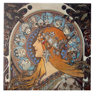 Mulher Art Nouveau Mucha Antigo Pôster Zodíaco Fra