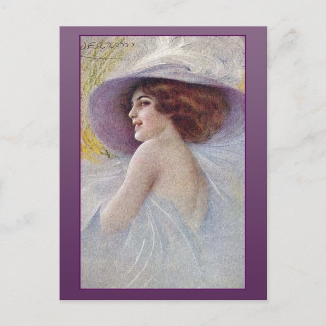 Mulher bonito em Cartões de Chapéu e Cartões-posta (Frente)
