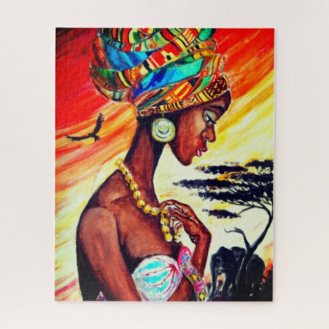 Mulher Bonito Quebra-cabeça da Princesa Africana - (Vertical)