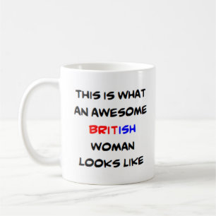 mulher britânica, caneca de café incrível